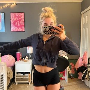 brandy Melville navy blue cropped zip up